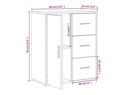 Aparador de madera de ingeniería 2 uds blanco 60x31x70 cm