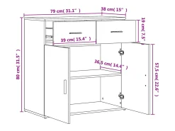 Aparador de madera de ingeniería gris hormigón 79x38x80 cm