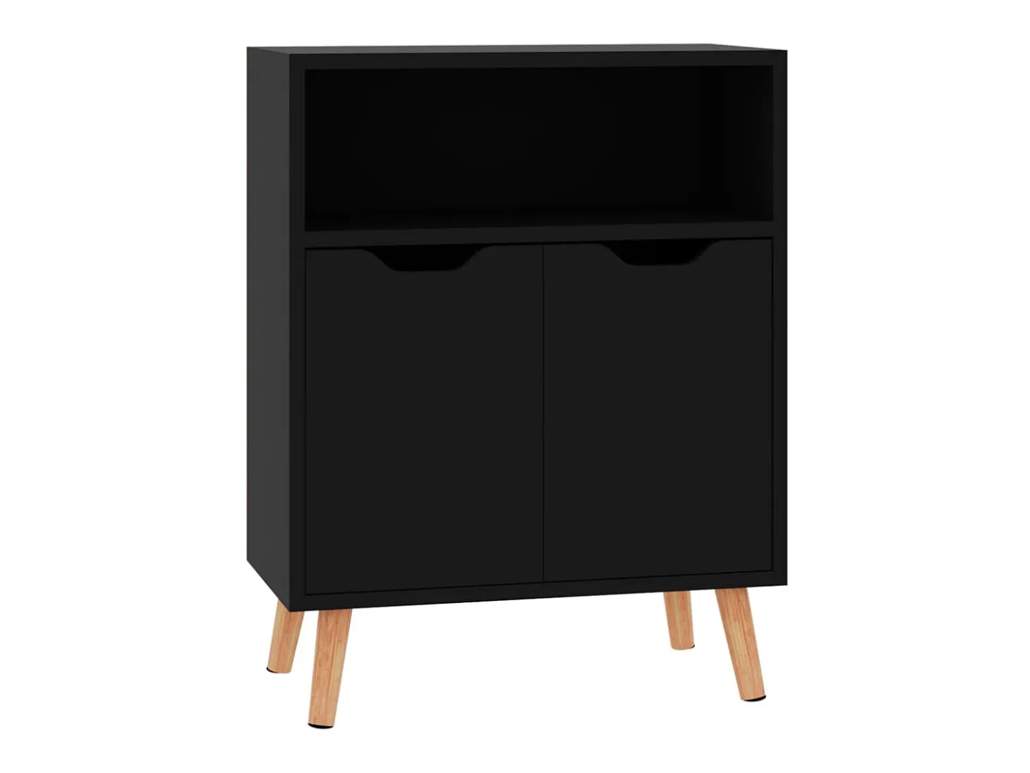 Aparador de madera de ingeniería negro brillo 60x30x72 cm ES73218