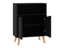 Aparador de madera de ingeniería negro brillo 60x30x72 cm ES73218