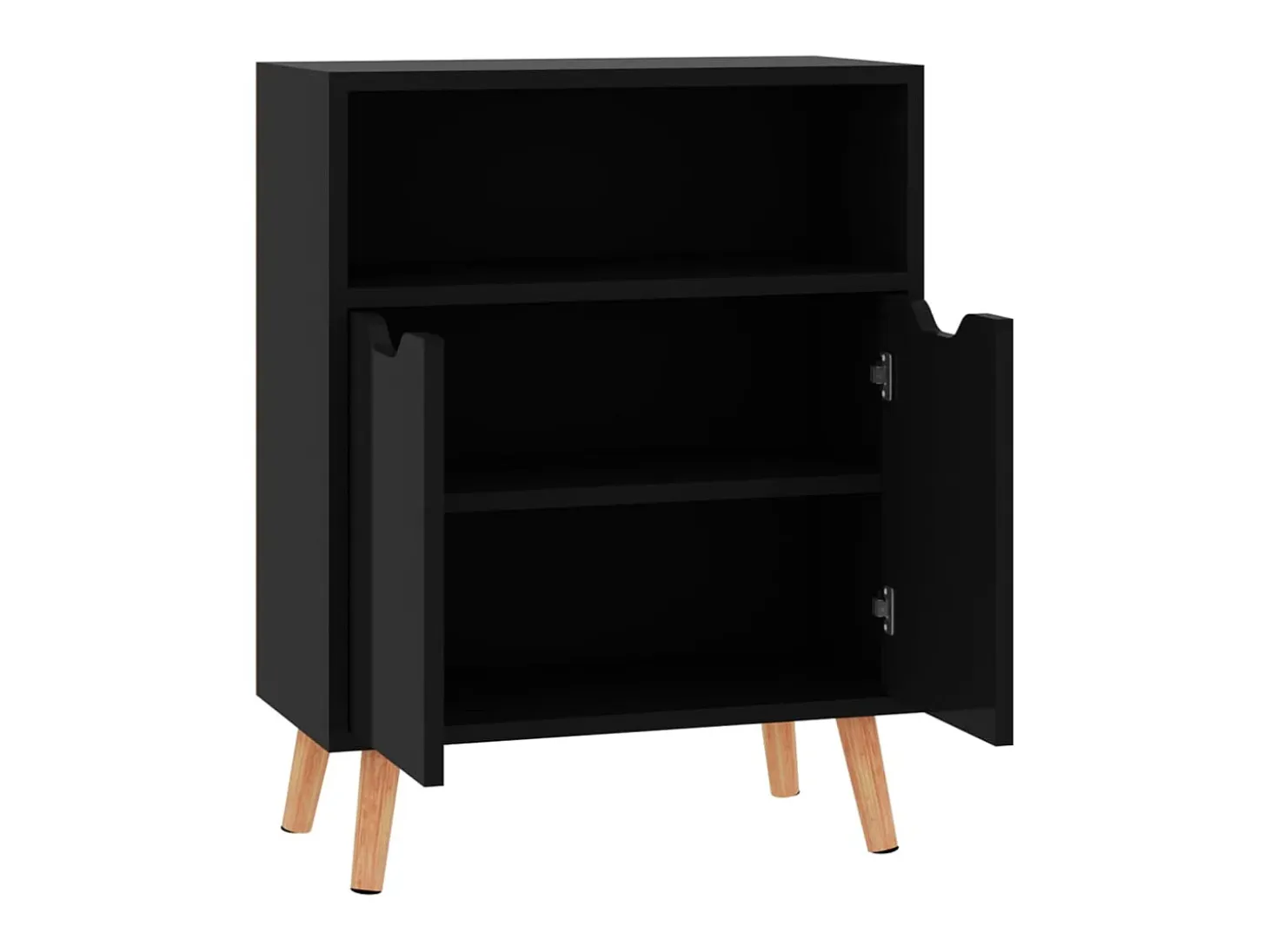 Aparador de madera de ingeniería negro brillo 60x30x72 cm ES73218