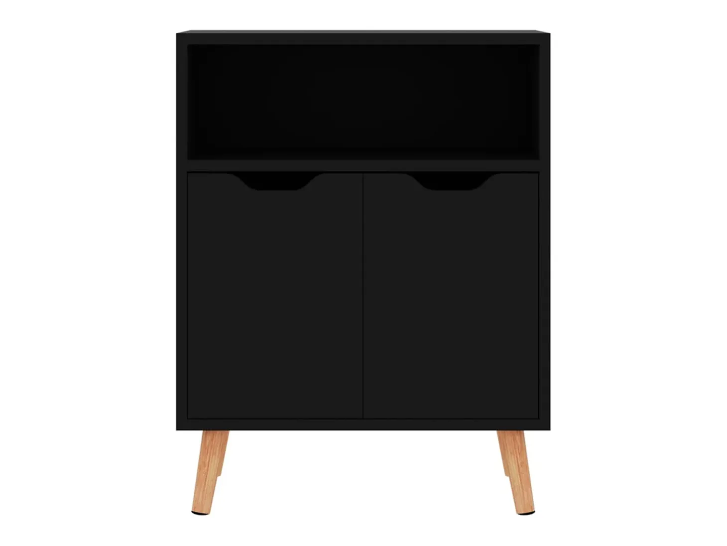 Aparador de madera de ingeniería negro brillo 60x30x72 cm ES73218