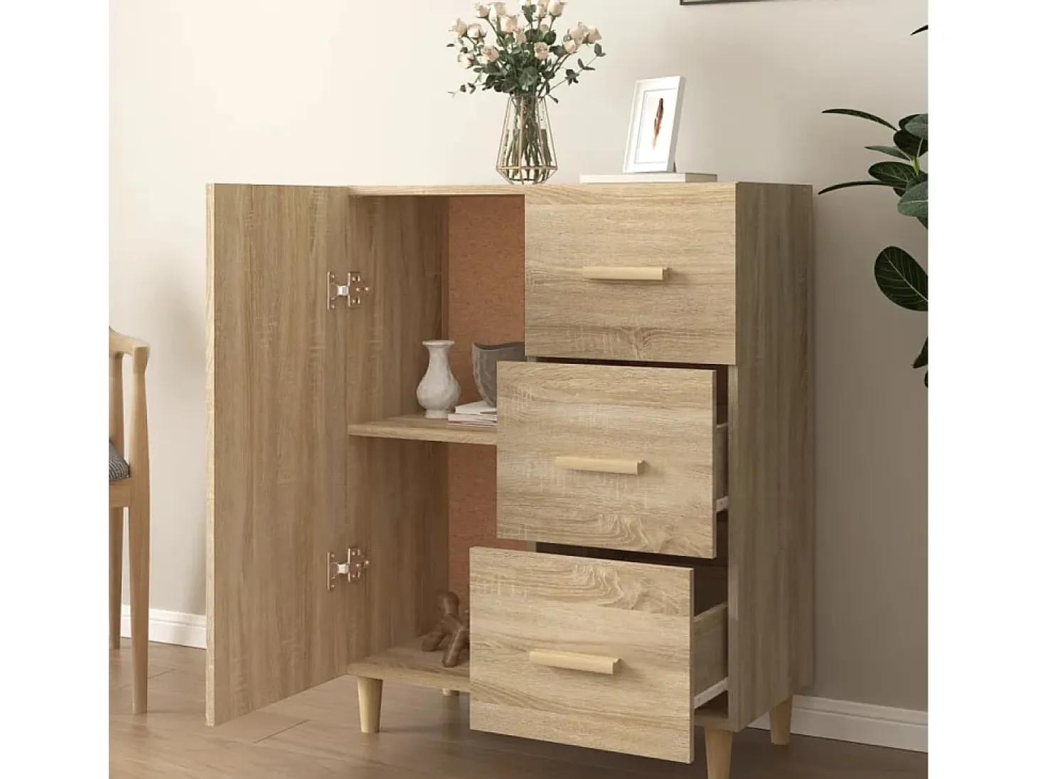 Aparador de madera de ingeniería roble Sonoma 69,5x34x90 cm ES443346