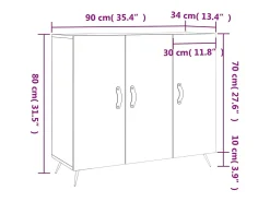 Aparador de madera de ingeniería roble ahumado 90x34x80 cm