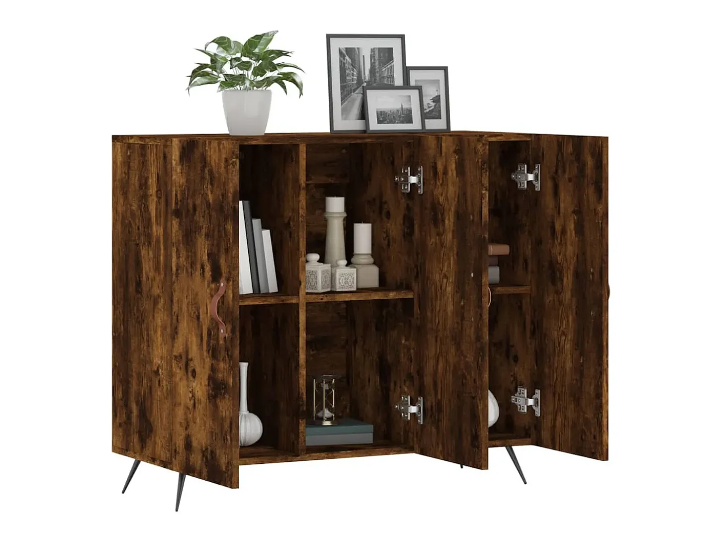 Aparador de madera de ingeniería roble ahumado 90x34x80 cm