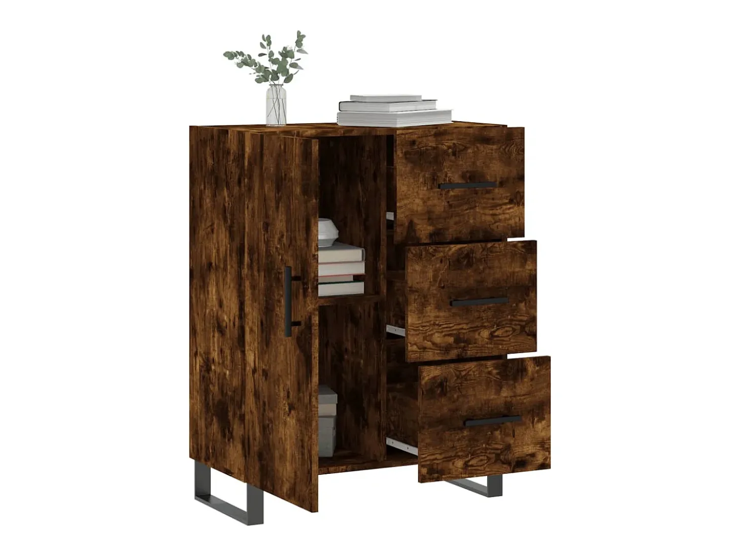 Aparador de madera de ingeniería roble ahumado 69,5x34x90 cm