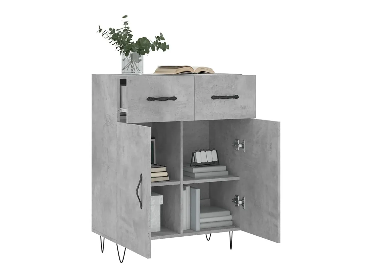 Aparador de madera de ingeniería gris hormigón 69,5x34x90 cm ES13314
