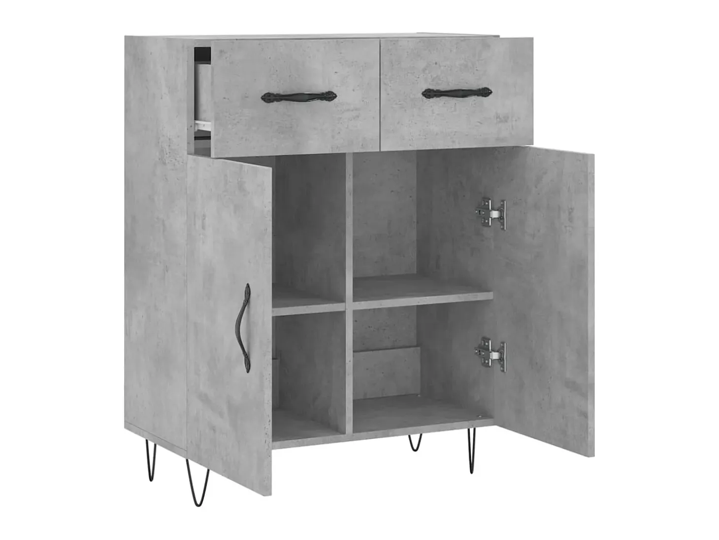 Aparador de madera de ingeniería gris hormigón 69,5x34x90 cm ES13314