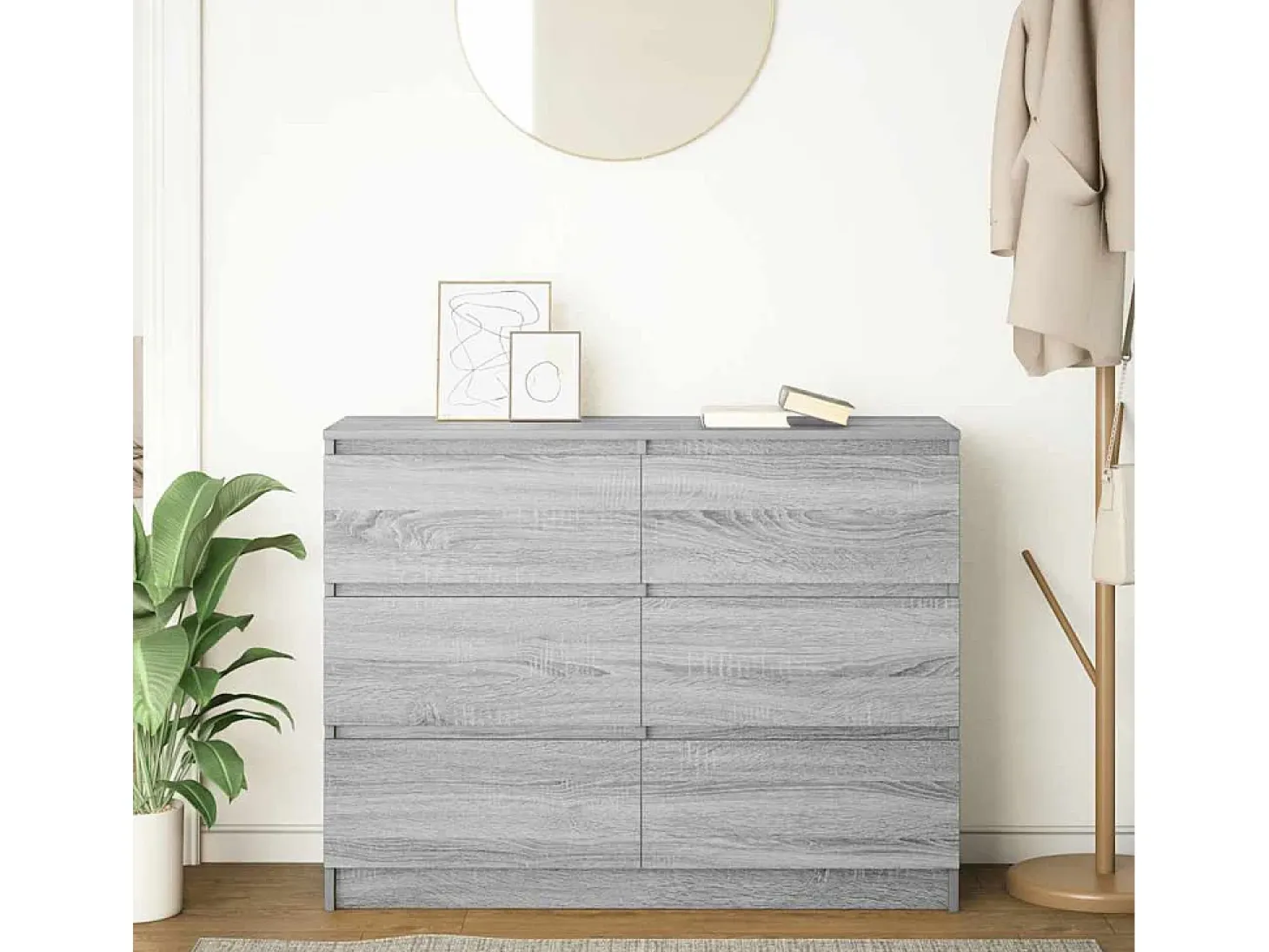 Aparador de madera de ingeniería gris sonoma 100x35x76 cm