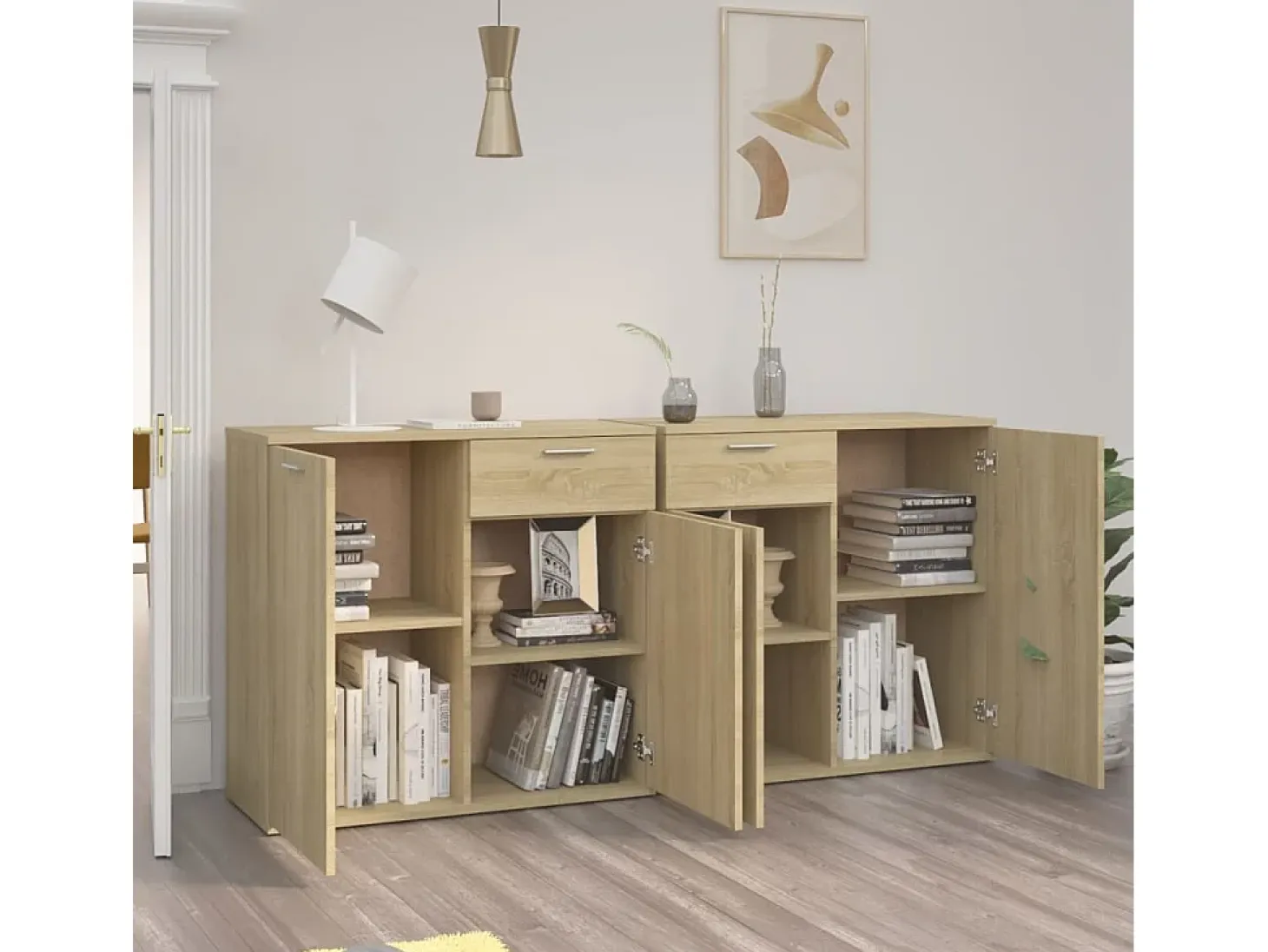 Aparador de madera de ingeniería roble Sonoma 160x36x75 cm ES71472