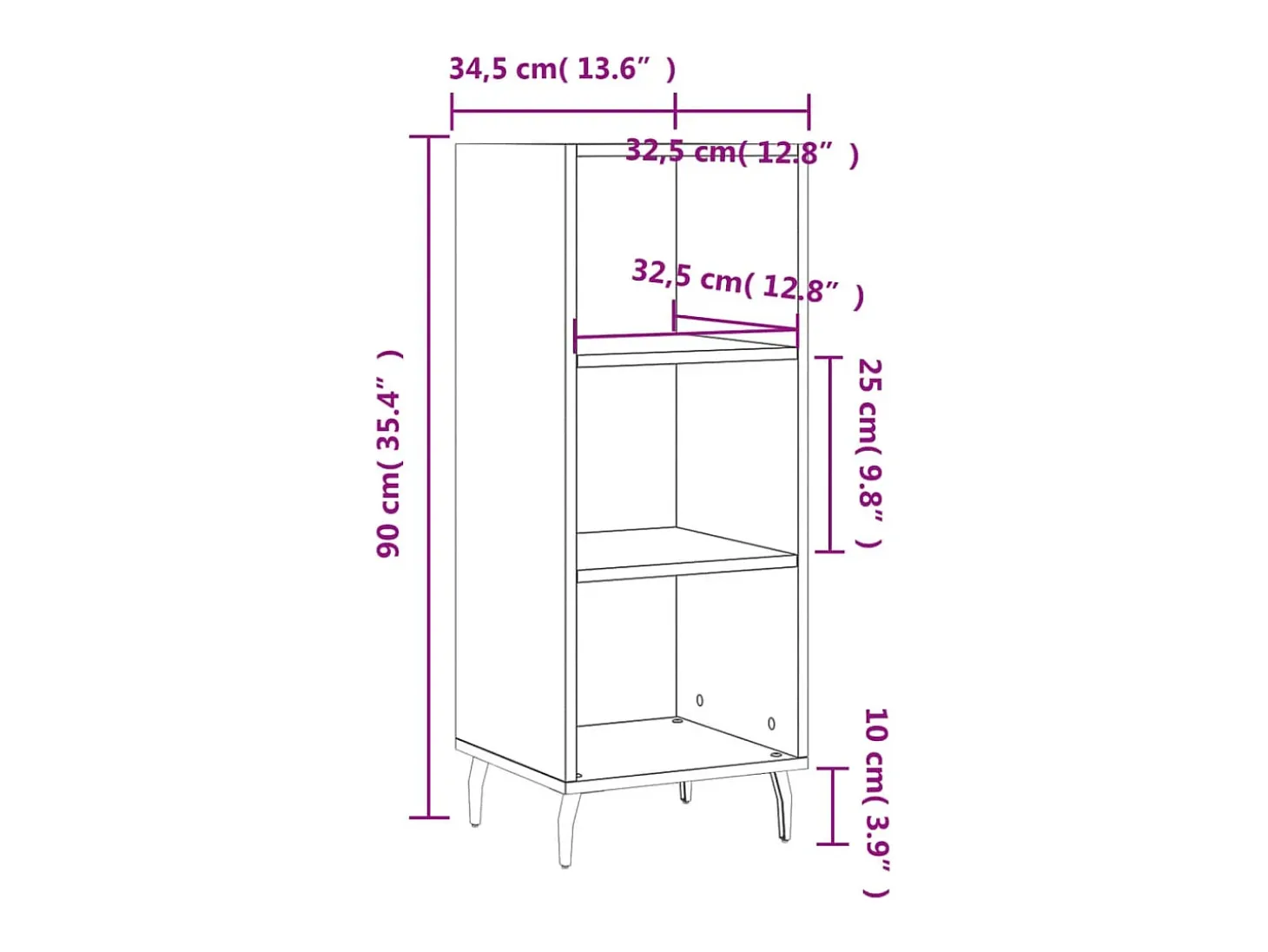 Aparador de madera de ingeniería roble ahumado 34,5x32,5x90 cm
