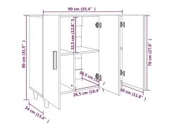 Aparador de madera de ingeniería roble ahumado 90x34x80 cm