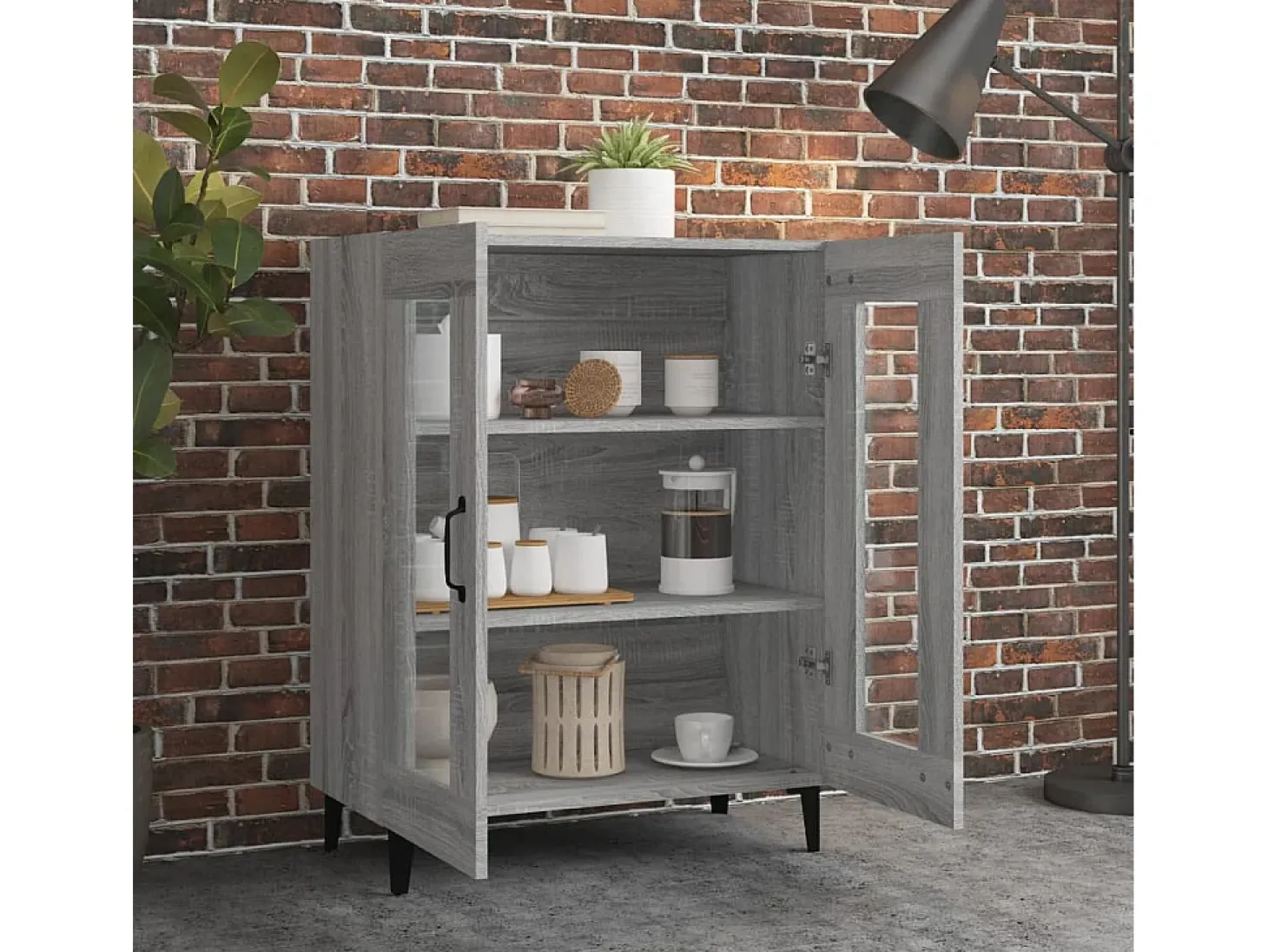Aparador de madera de ingeniería gris Sonoma 69,5x34x90 cm ES38216