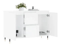 Aparador de madera de ingeniería blanco 101,5x35x70 cm