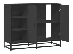 Aparador de madera de ingeniería negro 92x35x76 cm