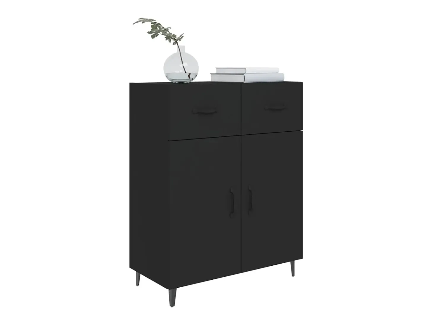 Aparador de madera de ingeniería negro 69,5x34x90 cm