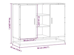 Aparador de madera de ingeniería negro 92x35x76 cm