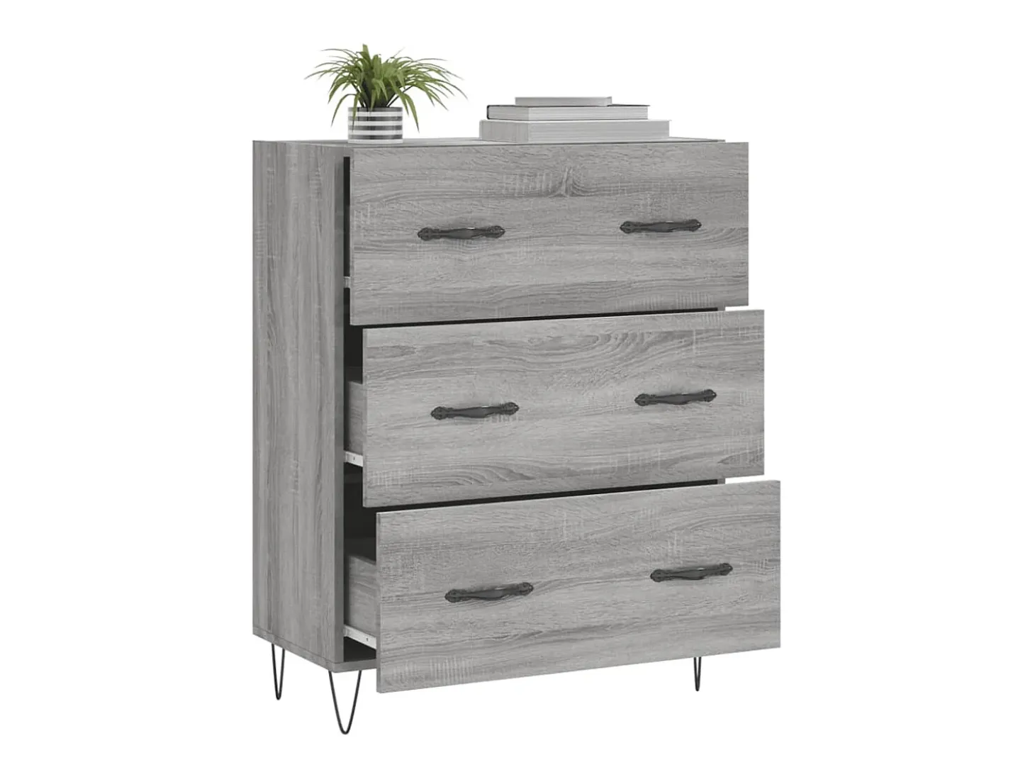 Aparador de madera de ingeniería gris Sonoma 69,5x34x90 cm ES65474