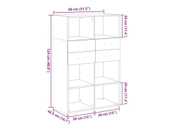 Aparador de madera de ingeniería marrón roble 80x42,5x124 cm