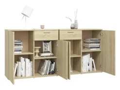 Aparador de madera de ingeniería roble Sonoma 160x36x75 cm
