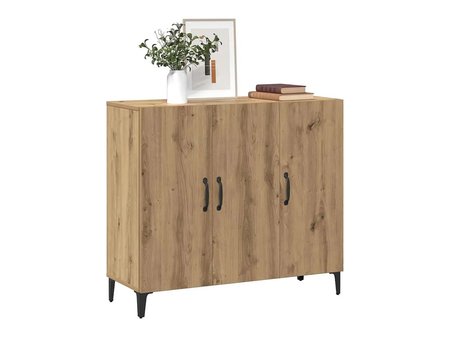 Aparador de madera de ingeniería roble artisan 90x34x80 cm