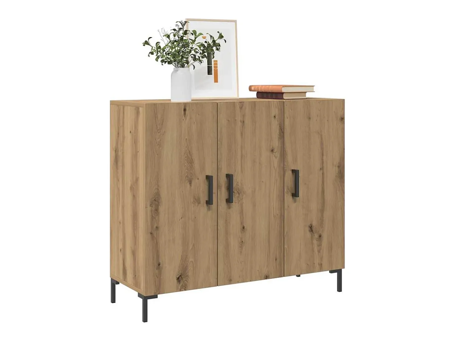 Aparador de madera de ingeniería roble artisian 90x34x80 cm