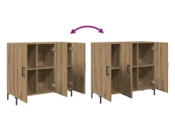 Aparador de madera de ingeniería roble artisian 90x34x80 cm