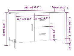 Aparador de madera de ingeniería blanco 100x36x60 cm