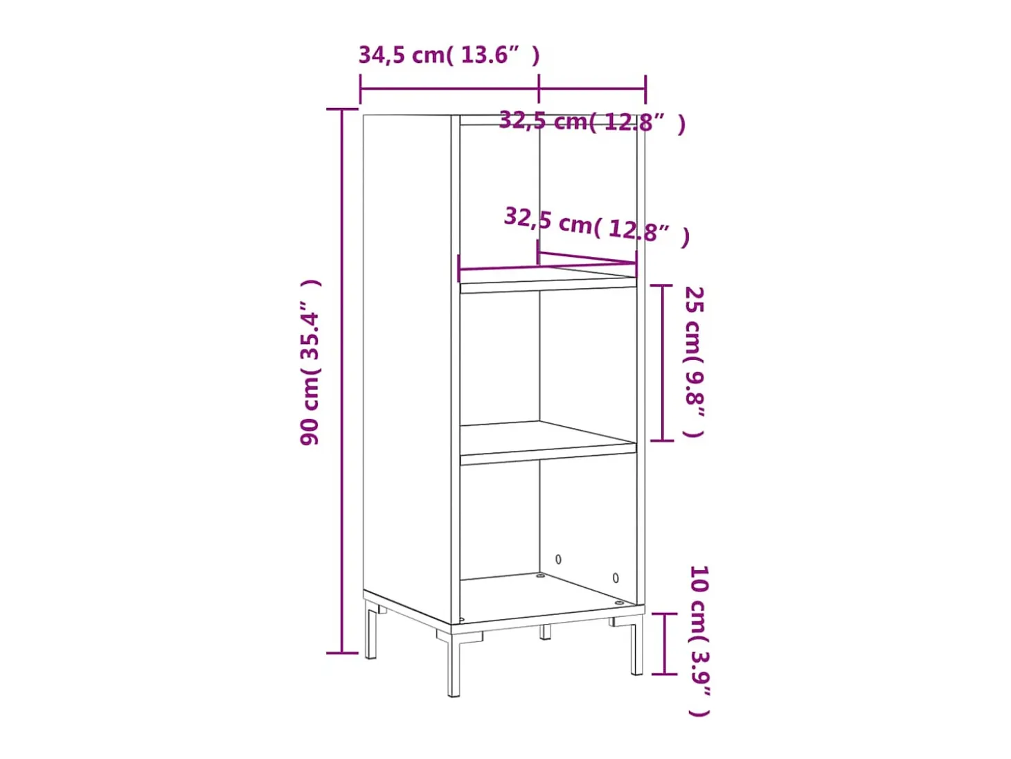 Aparador de madera de ingeniería roble ahumado 34,5x32,5x90 cm