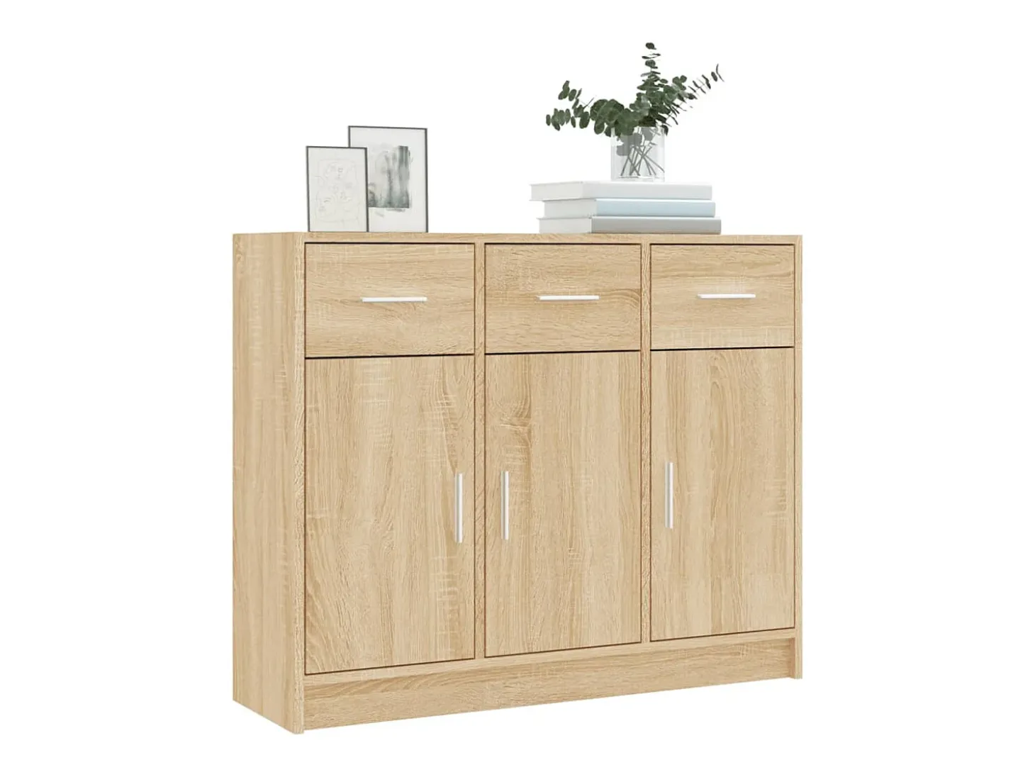 Aparador de madera de ingeniería color roble Sonoma 91x28x75 cm