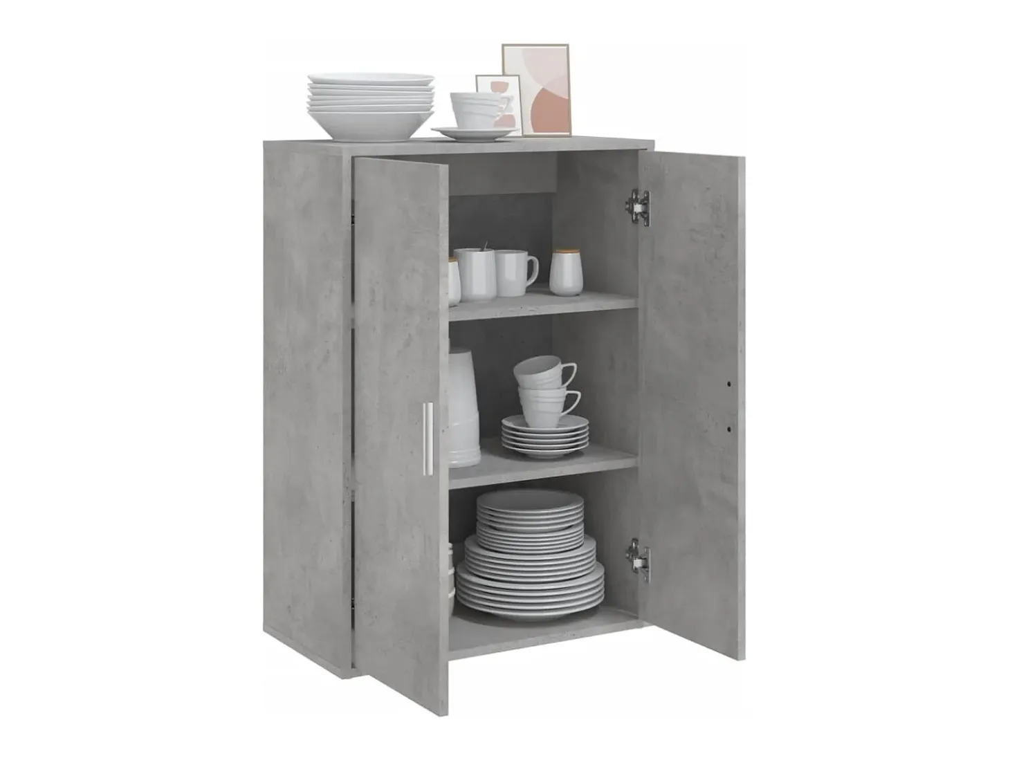 Aparador de madera de ingeniería gris hormigón 60x31x84 cm