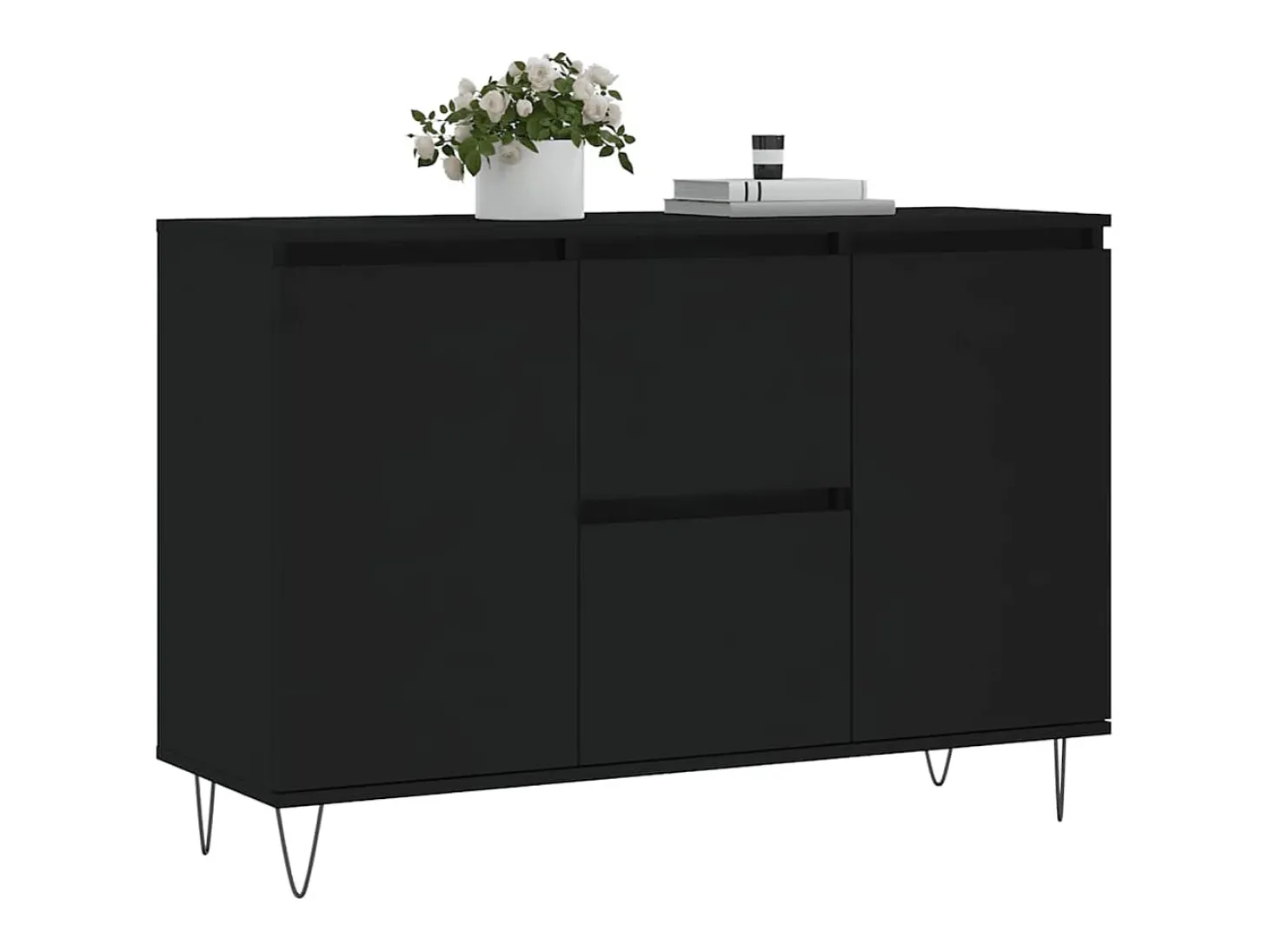 Aparador de madera de ingeniería negro 104x35x70 cm ES947268