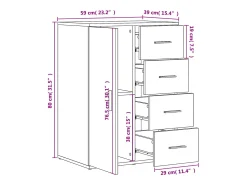 Aparador de madera de ingeniería roble ahumado 59x39x80 cm