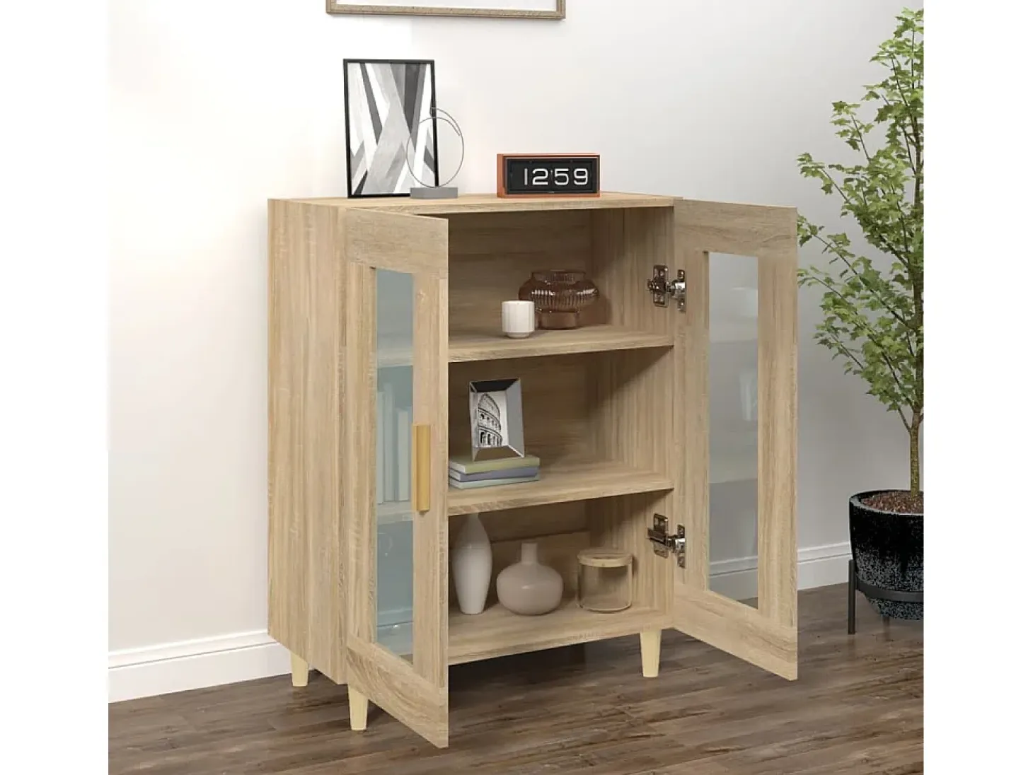 Aparador de madera de ingeniería roble Sonoma 69,5x34x90 cm