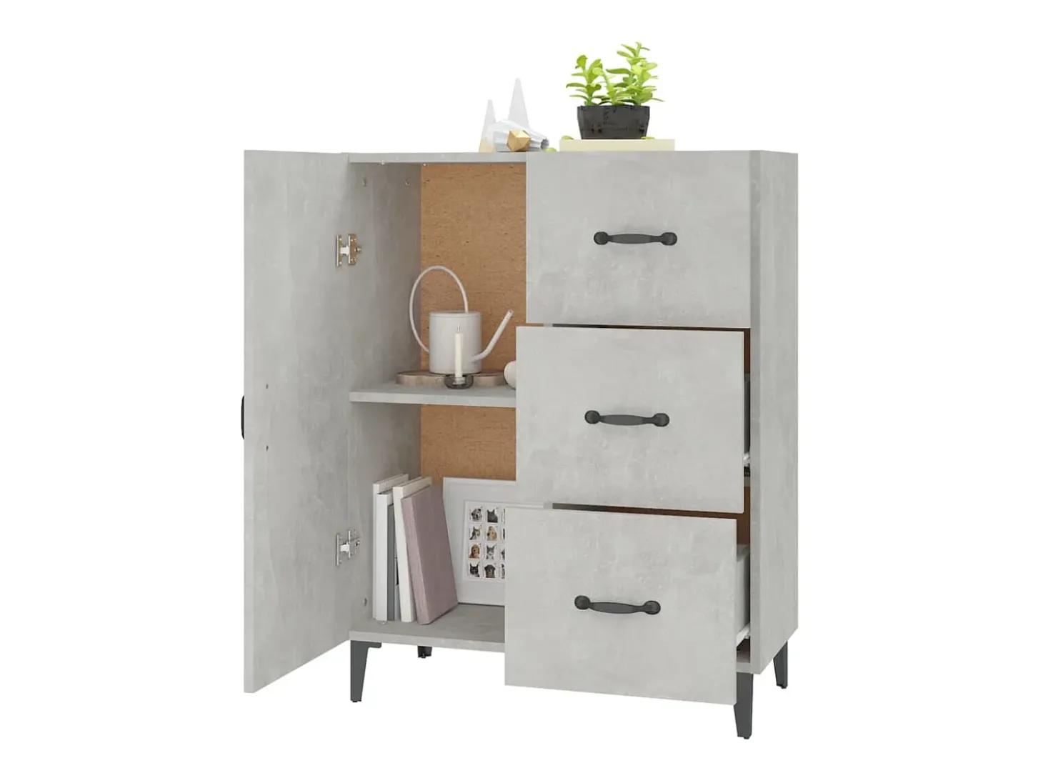 Aparador de madera de ingeniería gris hormigón 69,5x34x90 cm ES31857