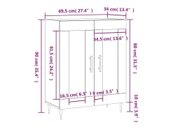 Aparador de madera de ingeniería gris hormigón 69,5x34x90 cm