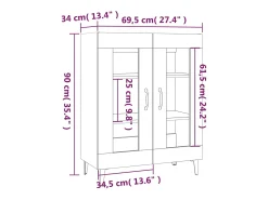 Aparador de madera de ingeniería roble Sonoma 69,5x34x90 cm