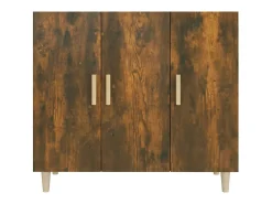 Aparador de madera de ingeniería roble ahumado 90x34x80 cm