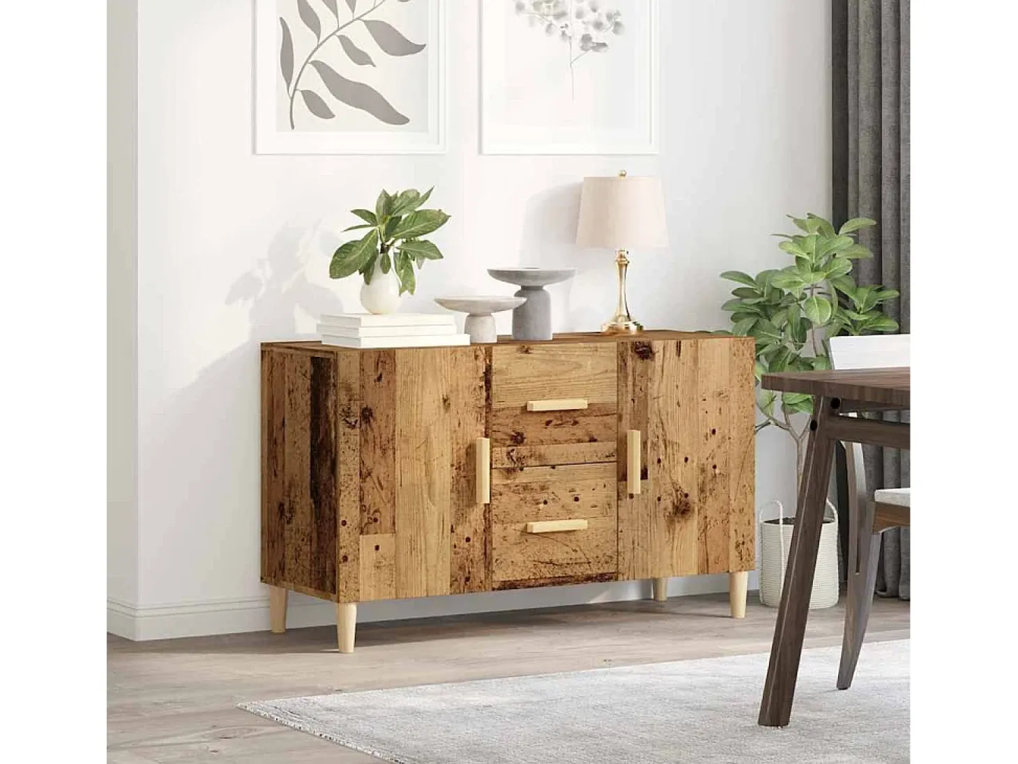 Aparador de madera de ingeniería envejecida 100x36x60 cm