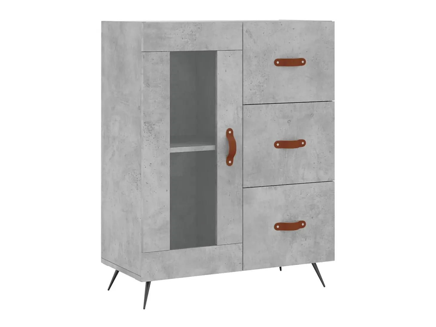 Aparador de madera de ingeniería gris hormigón 69,5x34x90 cm ES62104