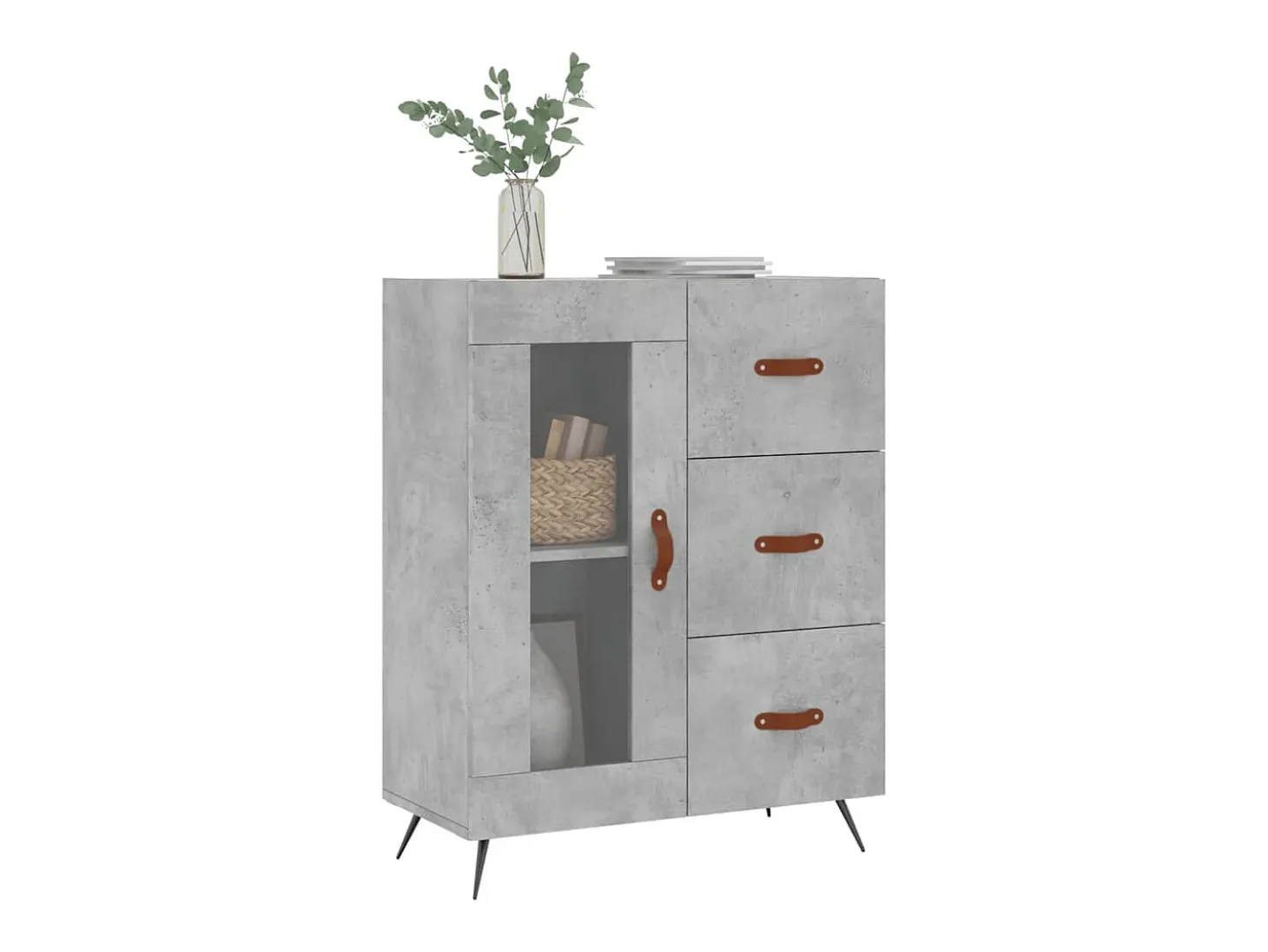 Aparador de madera de ingeniería gris hormigón 69,5x34x90 cm ES62104