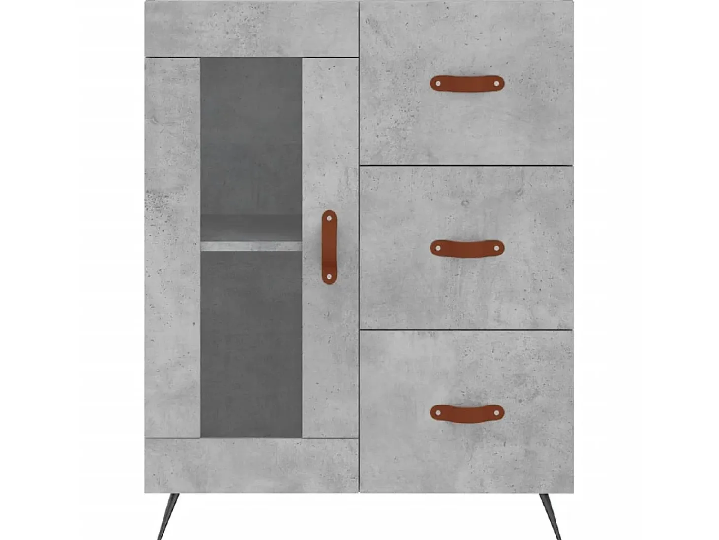 Aparador de madera de ingeniería gris hormigón 69,5x34x90 cm ES62104