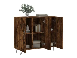 Aparador de madera de ingeniería roble ahumado 90x34x80 cm