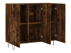 Aparador de madera de ingeniería roble ahumado 90x34x80 cm