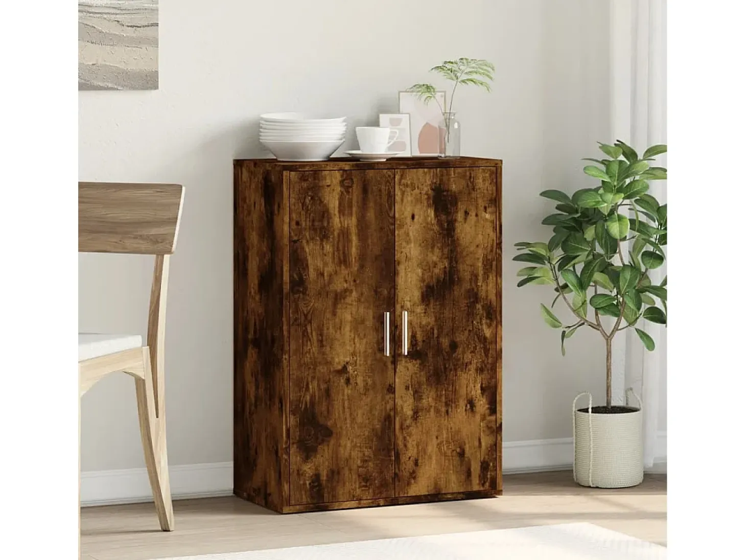 Aparador de madera de ingeniería roble ahumado 60x31x84 cm