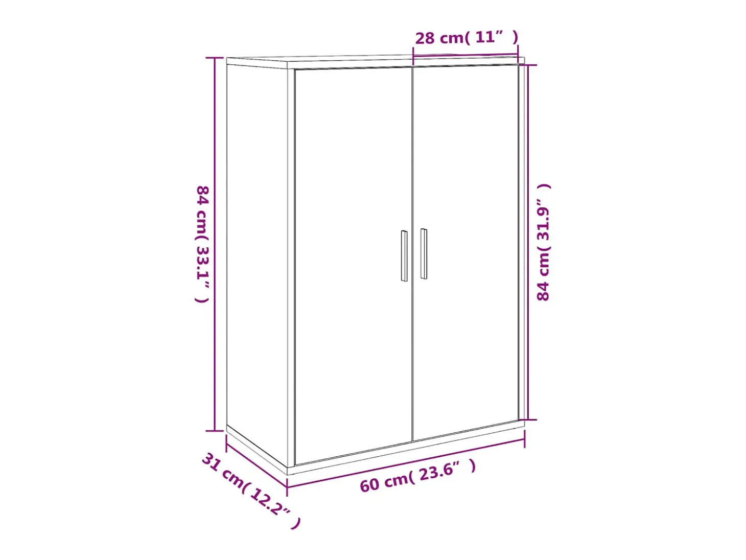 Aparador de madera de ingeniería roble ahumado 60x31x84 cm
