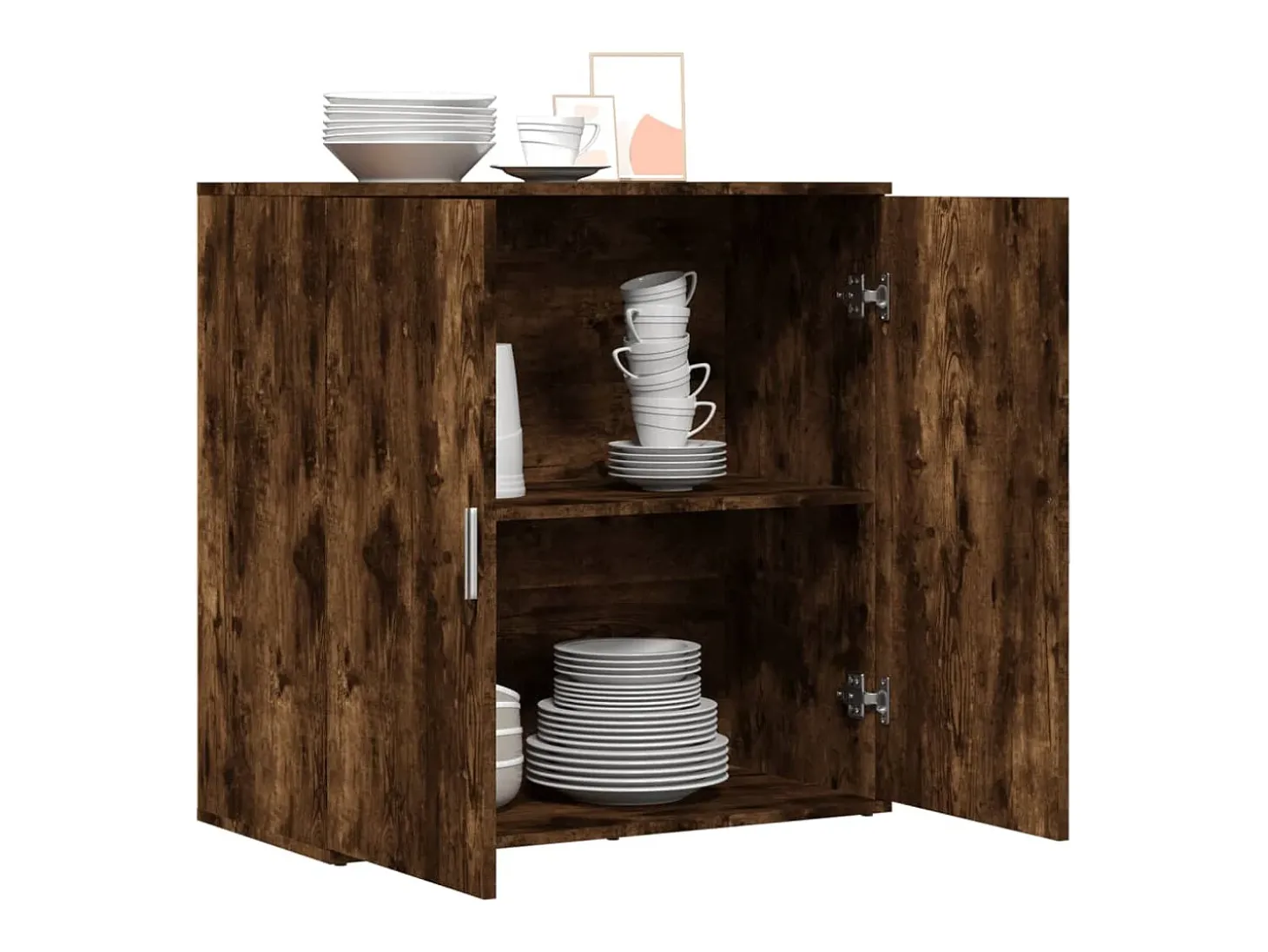 Aparador de madera de ingeniería roble ahumado 79x38x80 cm