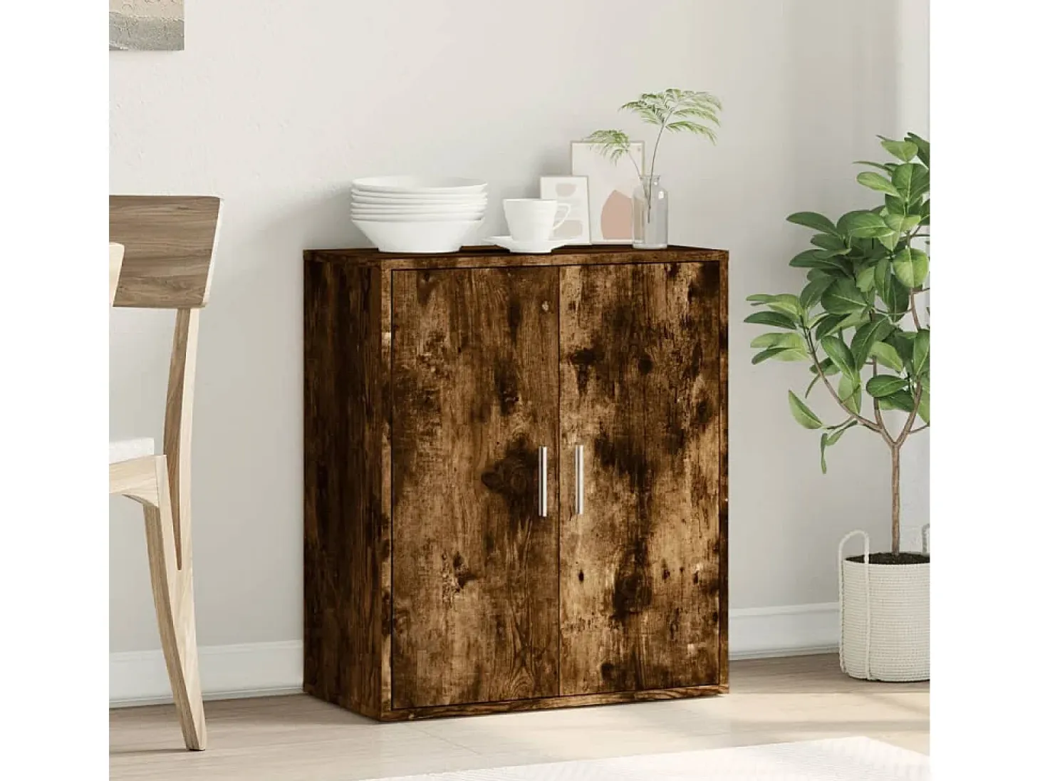 Aparador de madera de ingeniería roble ahumado 79x38x80 cm