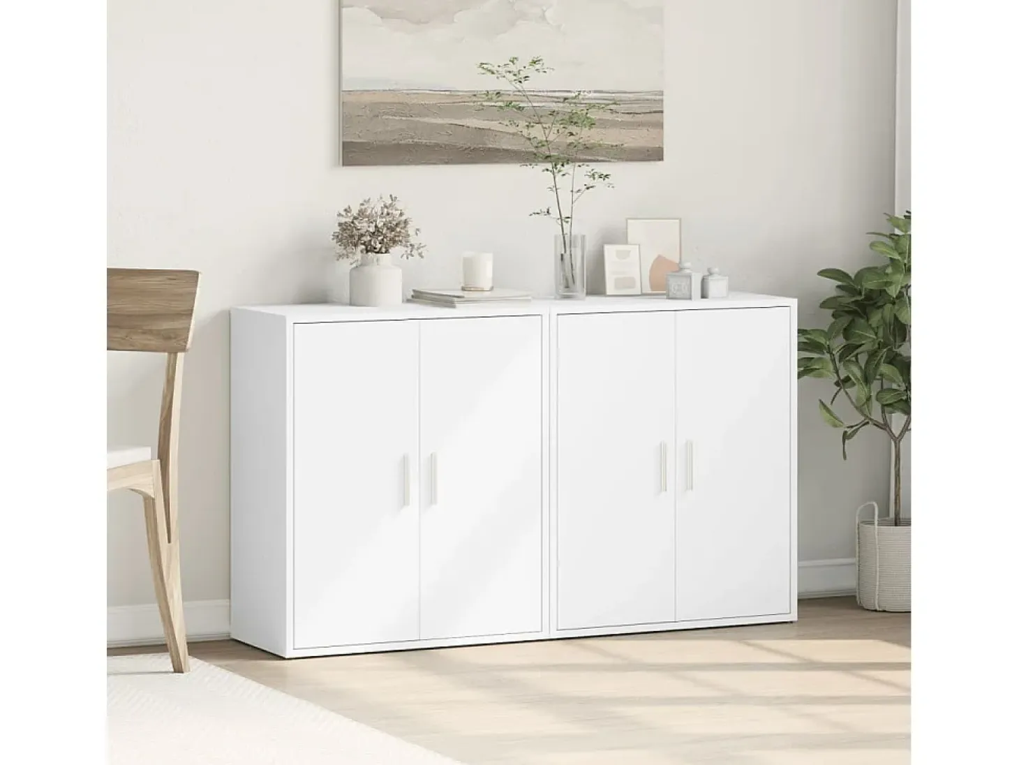 Aparador de madera de ingeniería 2 uds blanco 60x31x70 cm ES430821