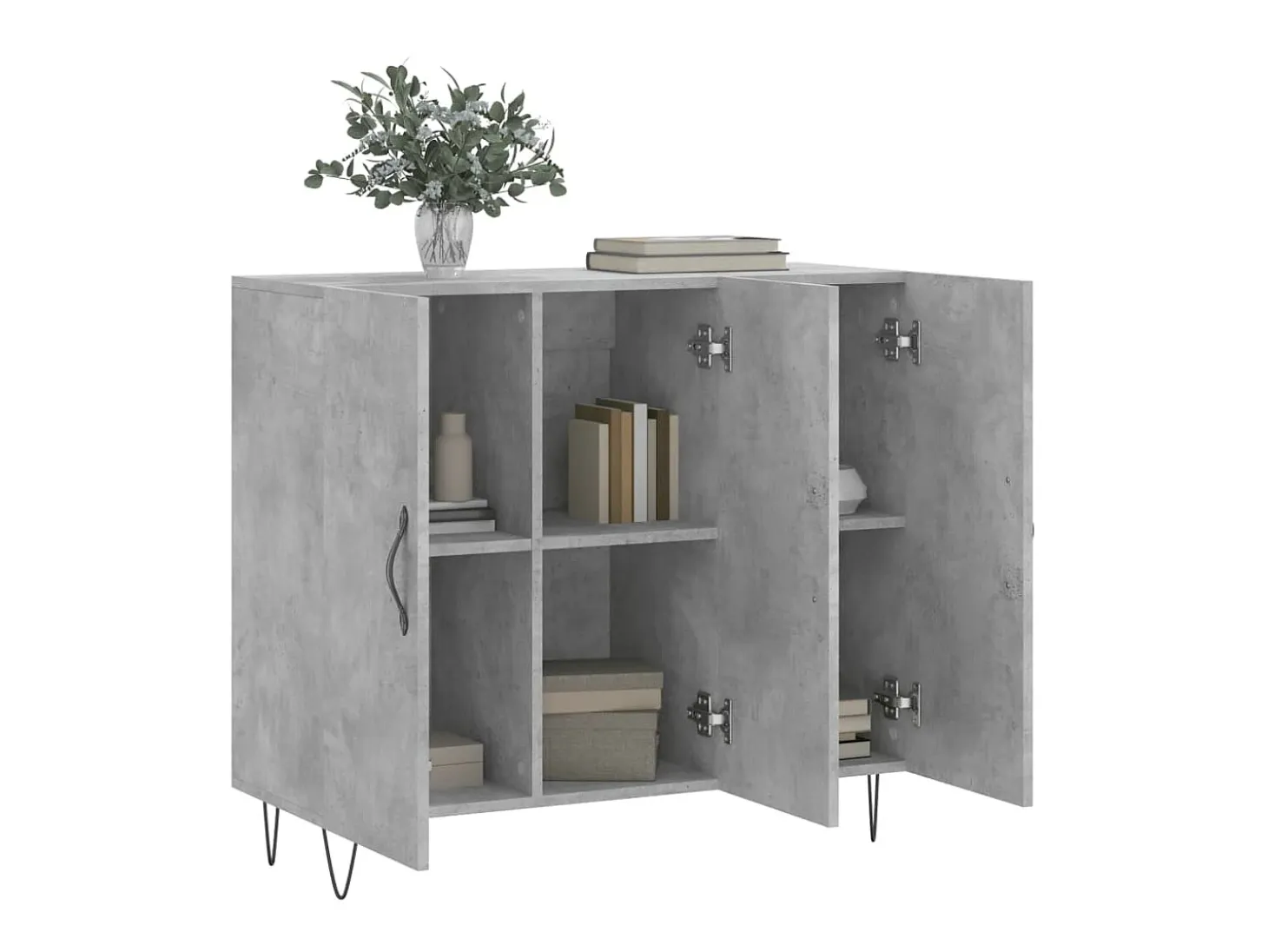 Aparador de madera de ingeniería gris hormigón 90x34x80 cm ES79286